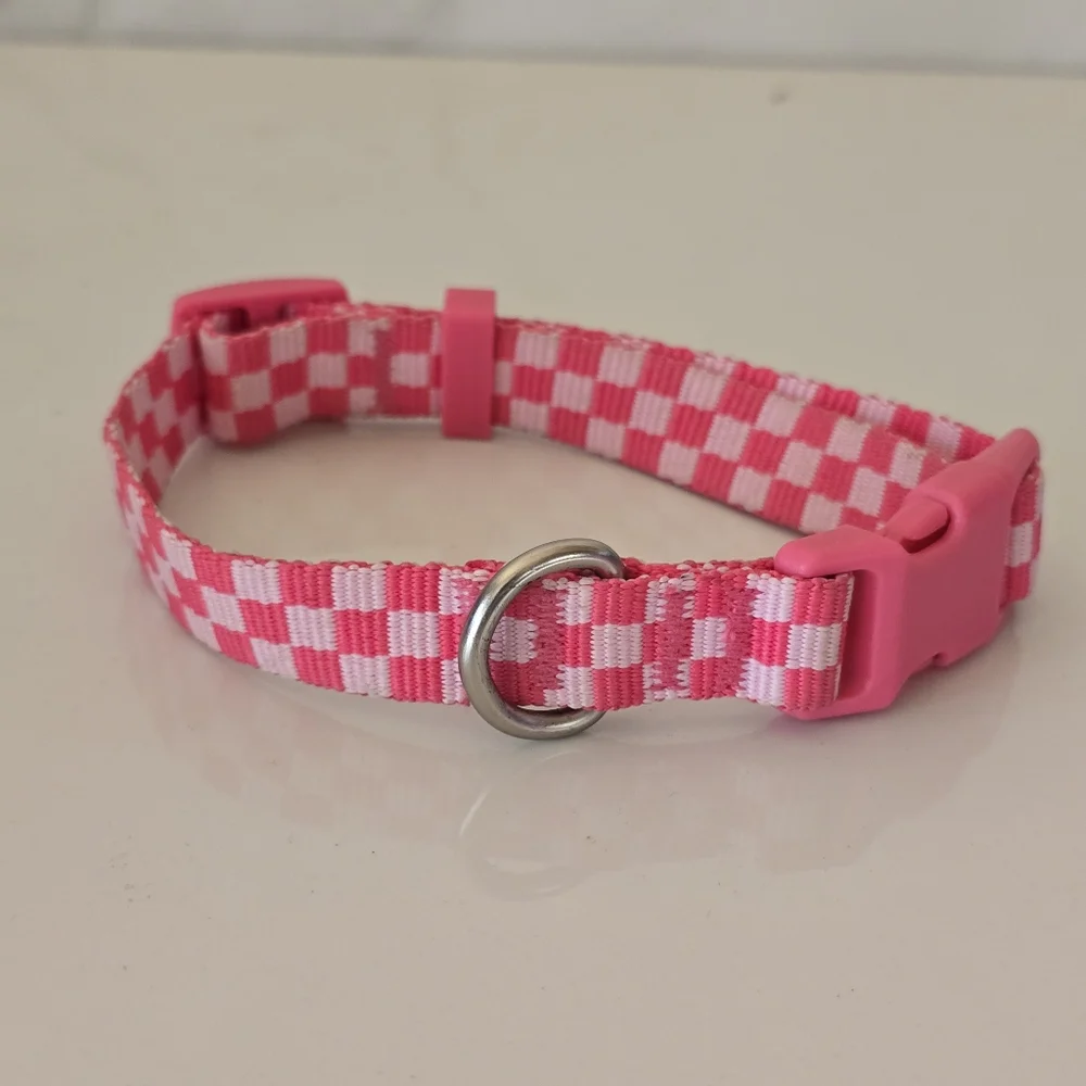 Pink Checkered Dog Collar